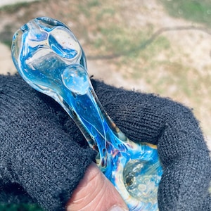 Battle stars series design color changing glass tobacco handpipe