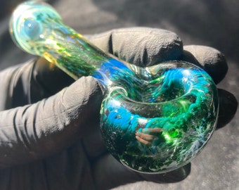 Exp green i/o color changing glass tobacco handpipe