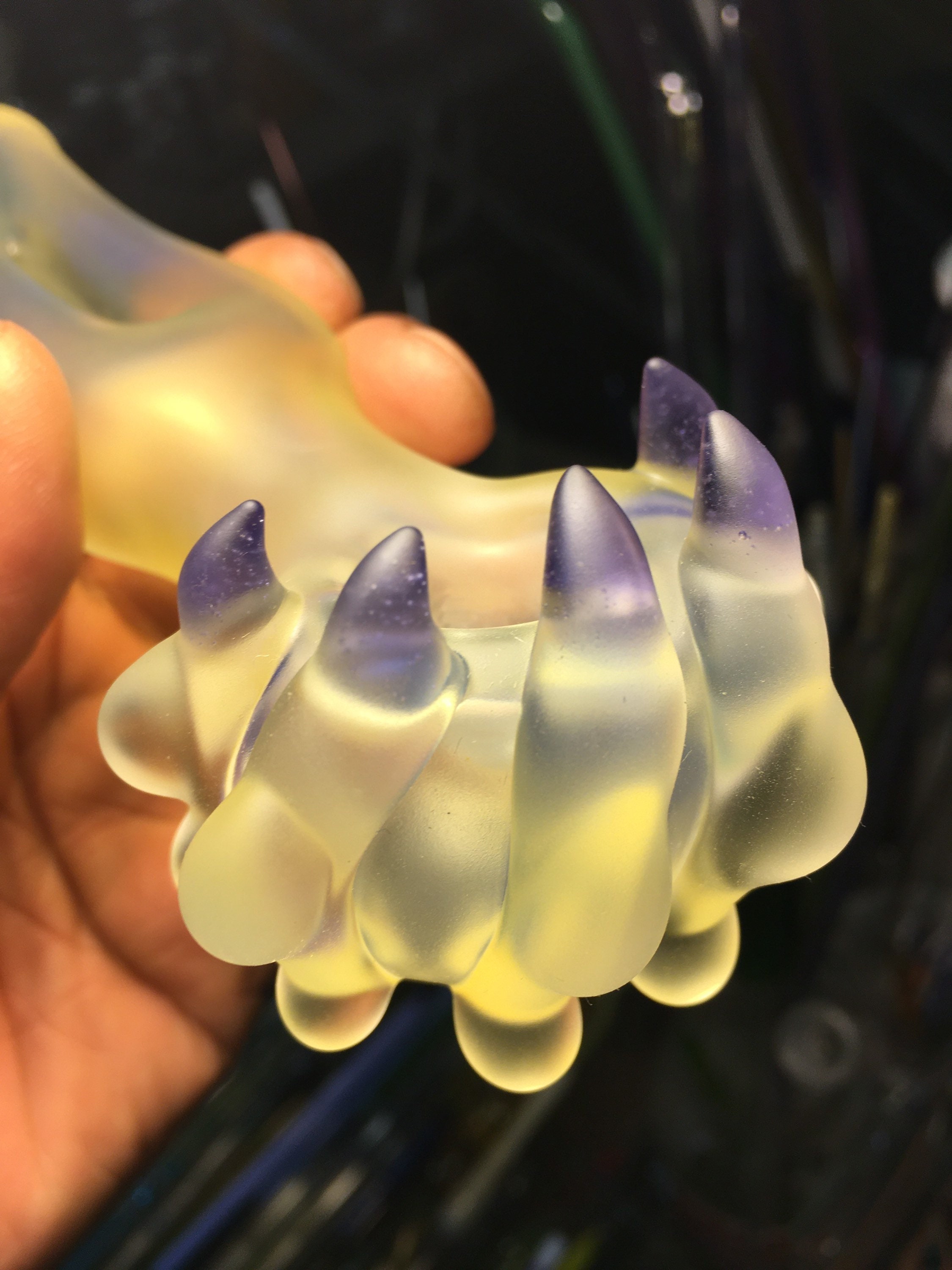 New cfl purple to black nails heady color changing glass pipe with a claw and frosted matte look and feel