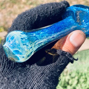 RTS royal blue moon glass handpipe for tobacco
