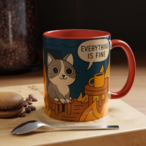 Cute Cat Coffee Mug - Everything is Fine, Funny Gift for Cat Lovers, Cozy Home Decor, Unique Mug, Coffee Lover Present