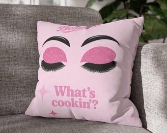 Pink Glam Eye Makeup Pillowcase, Funny Beauty Decor for Makeup Lovers, Lash Techs and Aesthetic Rooms