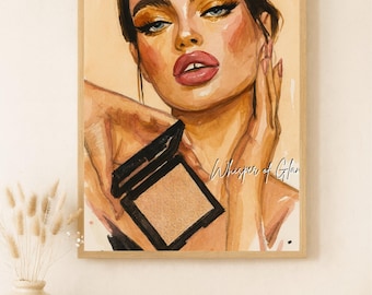 Whisper of Glam – Digital Printable Poster | Makeup Art | Beauty Wall Decor | Fashion Illustration Print | Instant Download