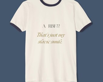 Slavic Smile Ringer T-Shirt, Funny Eastern European Humor, ''That's my Slavic Smile'' Shirt, Casual Unisex Retro Top