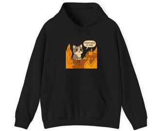 Everything Is Fine Cat Meme Hoodie, Funny Unisex Sweatshirt
