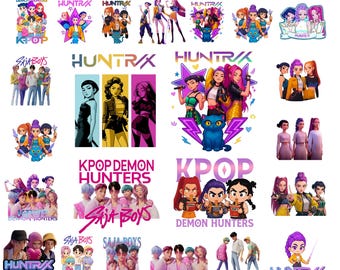 Kpop Demon Hunters PNG-paket, Anime-sublimeringsdesigner (digital nedladdning)