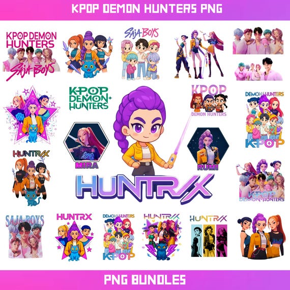 Kpop Demon Hunters SVG PNG Bundle, Saja Boys Band Bundle, Girl Dinner Png, Kpop Inspired Movie SVG Shirt Sublimation Designs