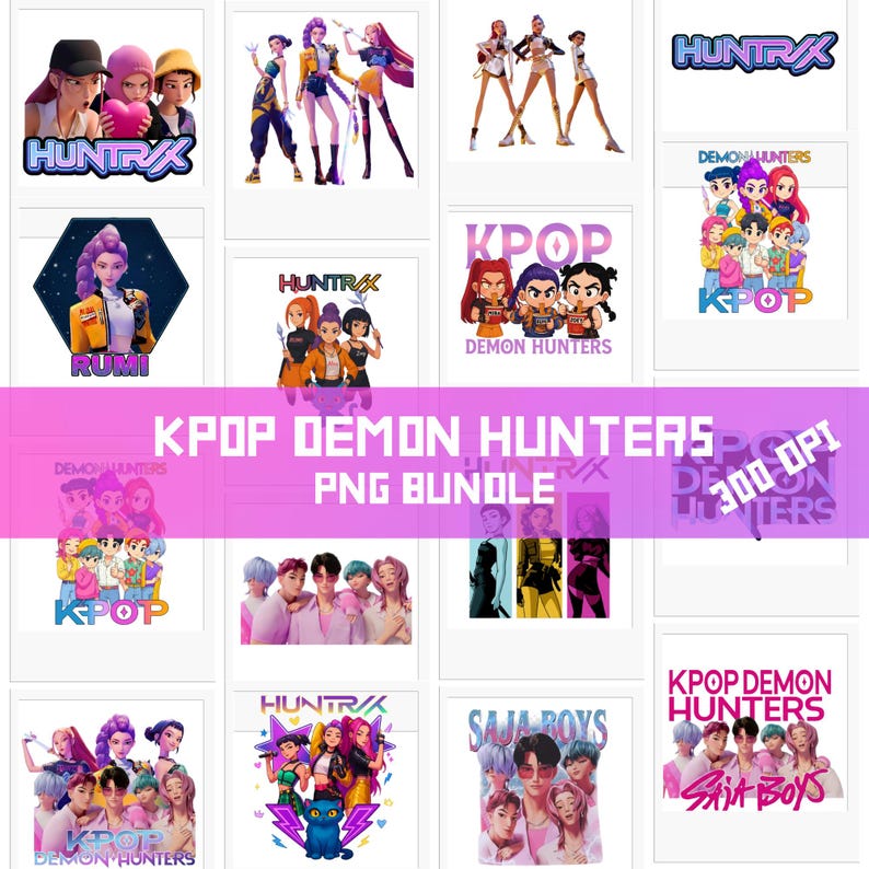 Kpop Demon Hunters SVG PNG Bundle, Saja Boys Band Bundle, Girl Dinner Png, Kpop Inspired Movie SVG Shirt Sublimation Designs