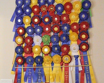 Custom Equestrian Hanging Ribbon Rack - 8 ROWS - holds up to 72 ribbons