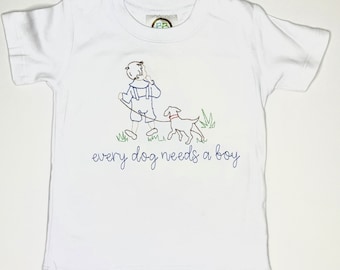 Every Dog Needs a Boy Embroidered T-shirt