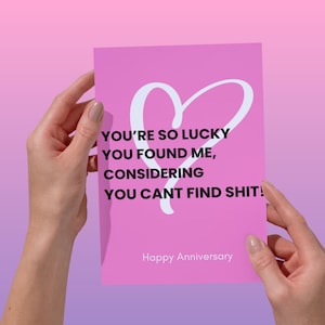Biglietto d'auguri divertente per l'anniversario, maleducato per partner, marito, moglie, biglietto d'auguri umoristico per l'anniversario
