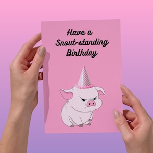Tarjeta de cumpleaños divertida de cerdo, ideal para un amigo, mamá, pareja, esposa, esposo, papá, hermano, hermana, compañero de trabajo, tarjeta de felicitación con humor.