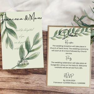 Olive wedding invitation template