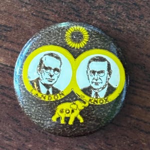 Botón de campaña de Landon-Knox de 1936 / Boletín republicano / Símbolo de elefante / Pin político vintage