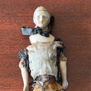 Antique 5” Bisque Dollhouse Man - Detached Head - German-Style Miniature Doll - Collectible