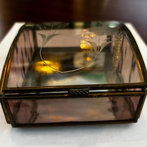 Vintage Etched Glass Jewelry Box by Via Vermont Limited (c. 1980s–90s)