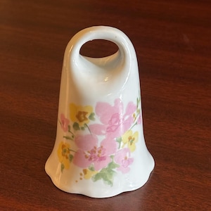 Vintage Toscany Japan Porcelain Bell – Hand Painted Floral Bell – 1980s Collectible Decor