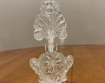 Flacon de parfum en verre impérial Art déco - Verre pressé avec bouchon figuratif - Vers 1930