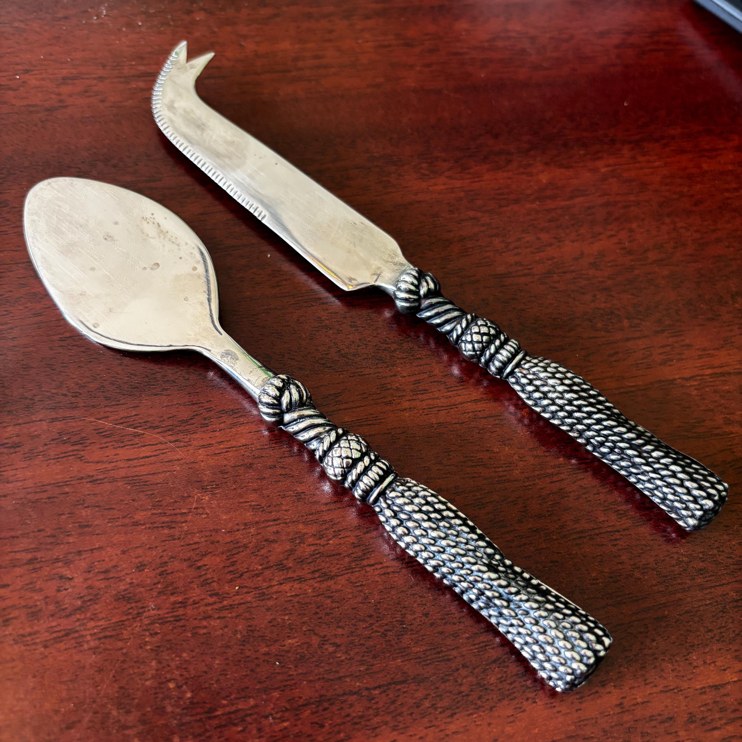 SILEA イタリア製 ナイフレスト 2個セット 銀プレート ヴィンテージ 美品 Vintage Silea Silver Plate Hors D'oeuvres Set: Tassel Handle
