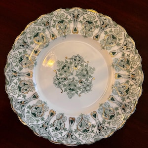 Antique J & G Meakin Plate: Genoa Green Floral English Ironstone