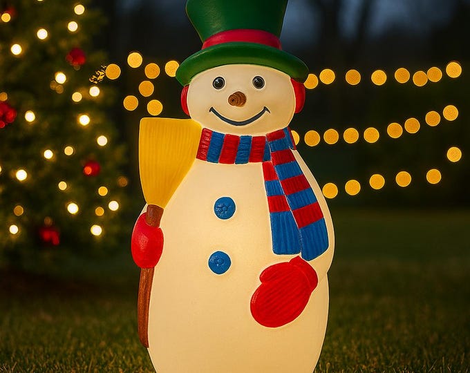 Vintage Plastic Snowman Yard Decoration