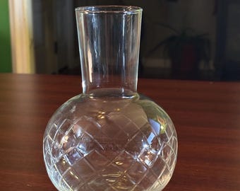 Pasabahce Crisscross Vintage Carafe | PAB17 Pattern | Blown Glass Vase | Midcentury Modern Elegance