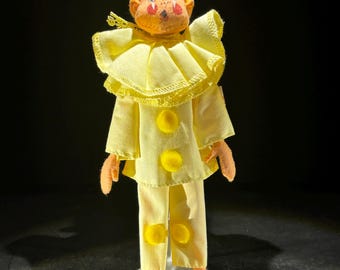 Vintage Annalee Clown Doll – 1990s Yellow Pom-Pom Costume, 10"