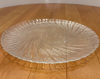 Piatto da portata in vetro Arcoroc Seabreeze – Vassoio da portata con motivo a spirale da 33 cm – Piatto rotondo vintage francese