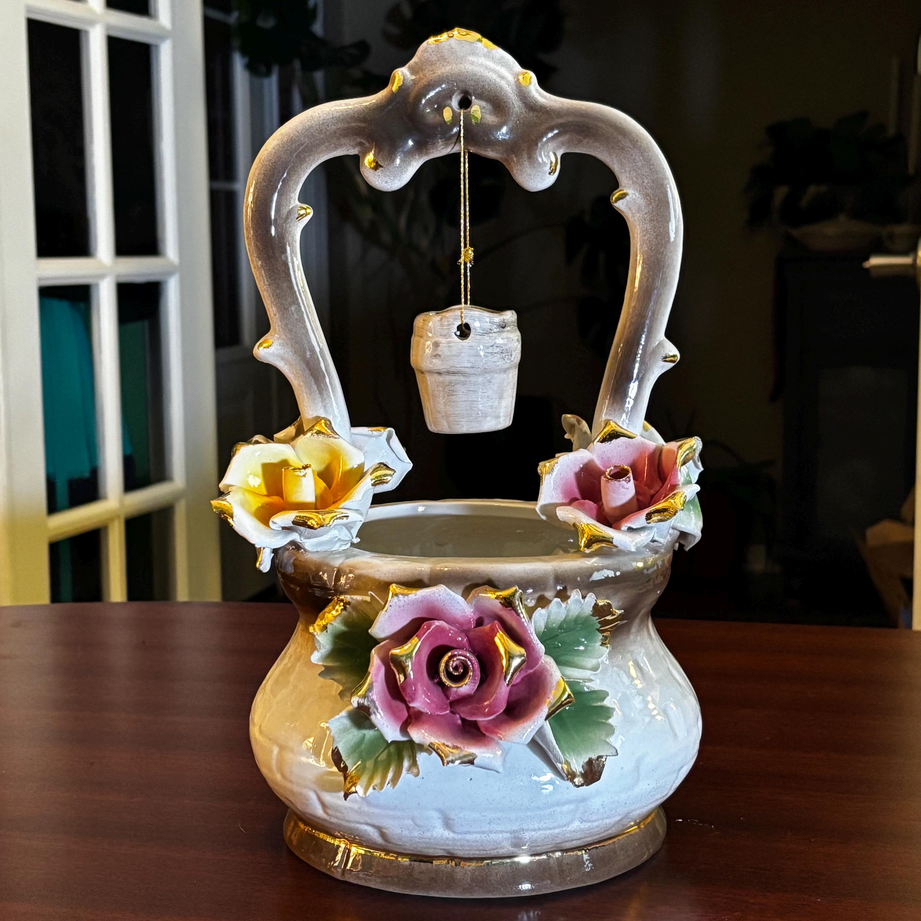 Capodimonte Ceramic Wishing Well: Italian Floral Decor, 13