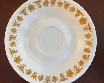 Gouden Corelle Butterfly-schotel – 6 inch – vintage jaren 70 – gouden bloemdessin