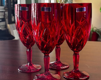 Waterford Crystal Brookside Red Iced Beverage Gläser - 4er-Set, Originalaufkleber