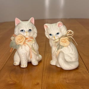 Vintage White Porcelain Cats - Etsy