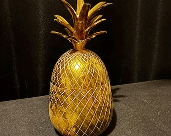 Pojemnik na ananasy z mosiądzu w stylu vintage – Decorative Crafts Inc – Wyprodukowano w Indiach