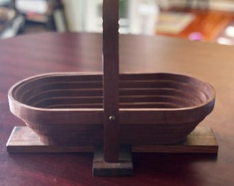 Vintage Handmade Collapsible Spiral Wood Basket | Folding Fruit Bowl | Rustic Folk Art