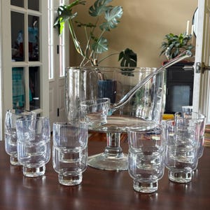 1970 Taggart Footed Vintage Punch Bowl Set - 14-teilig - West Virginia Glass