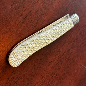 Antique British Sterling Silver Folding Knife – Mother of Pearl, Hallmarked, Henry Williamson Ltd