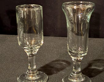 Hand‑Blown Stemmed Cordial / Liqueur / Shot Glasses – Choose Fluted or Straight