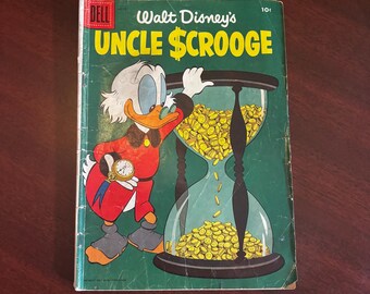 Uncle Scrooge No. 12 – 1956 Dell Comics – 10c Cover – Hourglass of Gold – Carl Barks Era