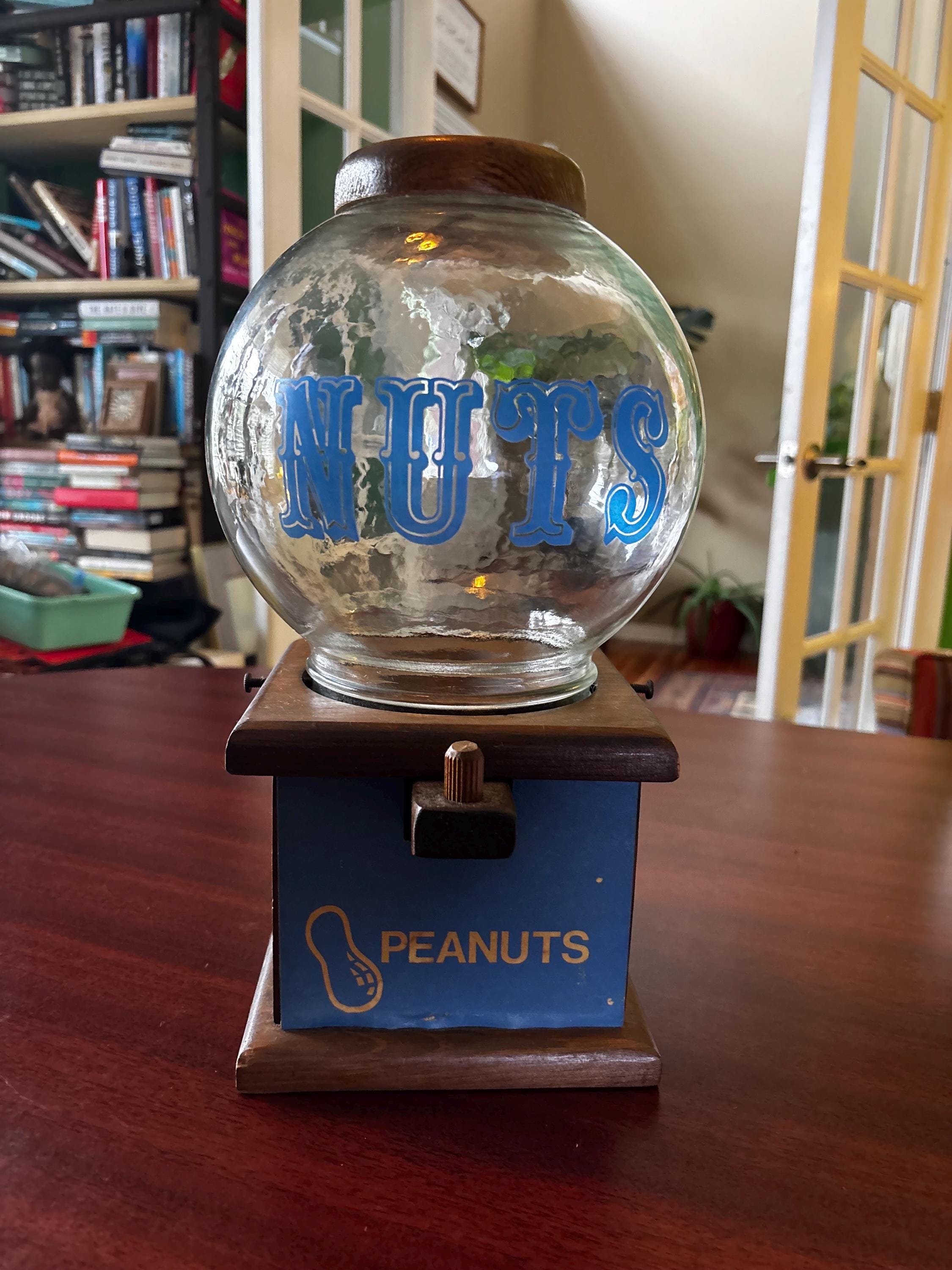 Vintage Peanut Dispenser: Glass Globe With Wooden Base, 1980s - Etsy