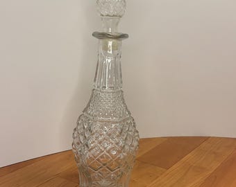 Decantador vintage Anchor Hocking Wexford em vidro transparente com rolha – Veda bem – 37 cm de altura