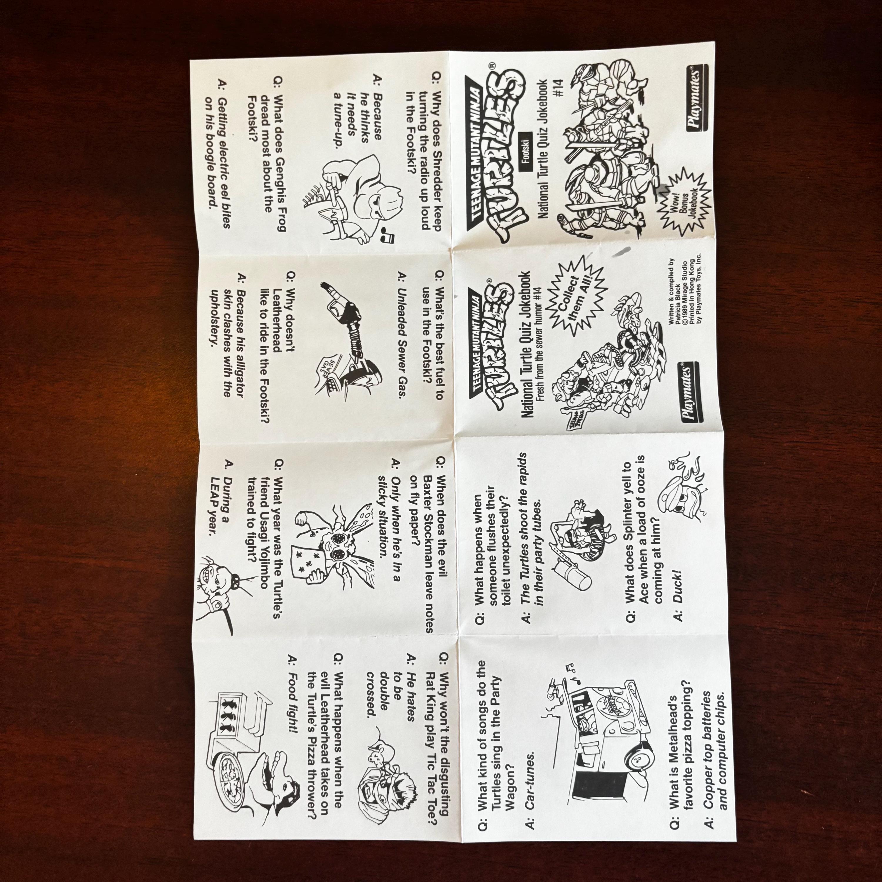 1989 TMNT Footski: Complete Vintage Ninja Turtles Vehicle W