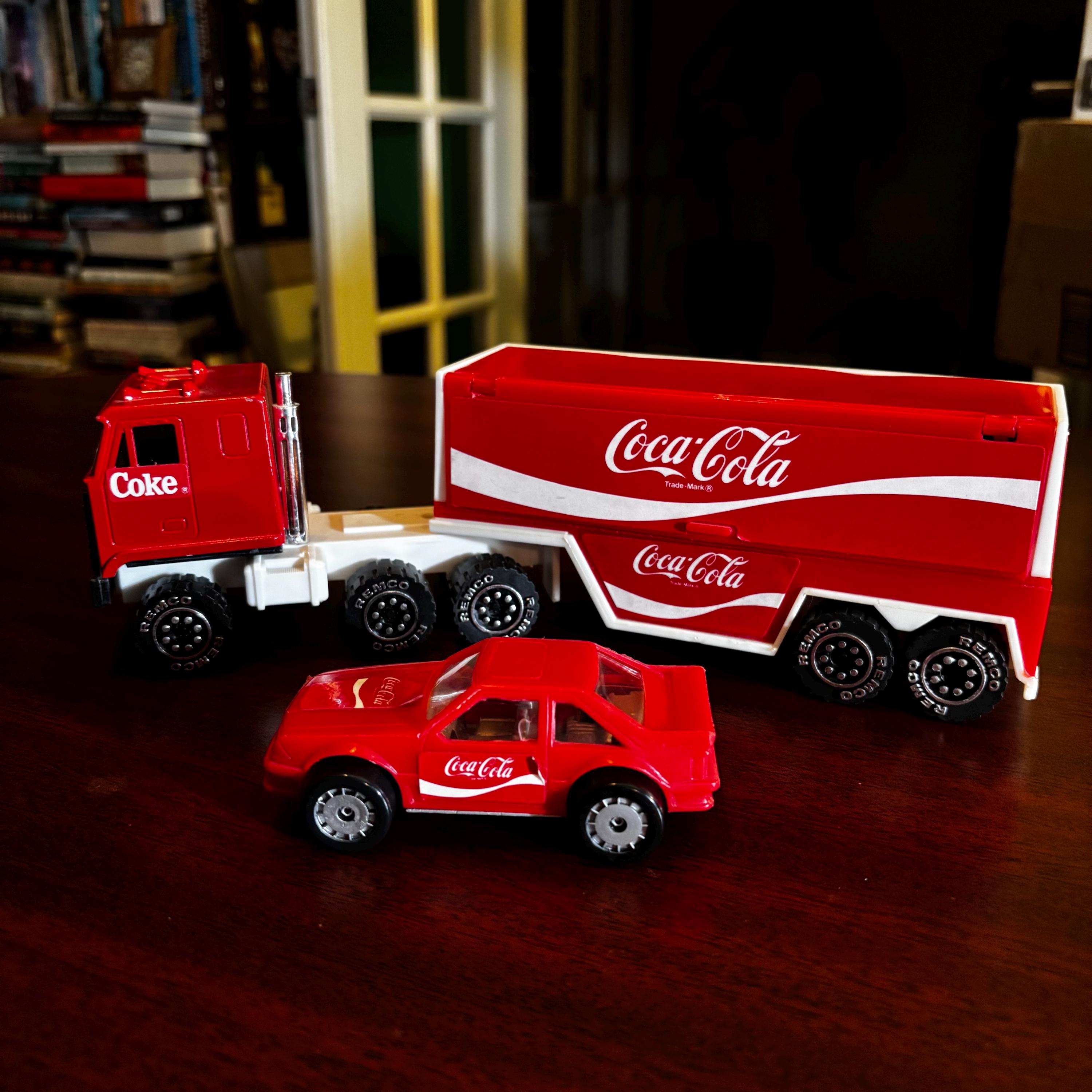 Vintage 1987 Remco Coca-cola Truck & Car Set: Display Collectible