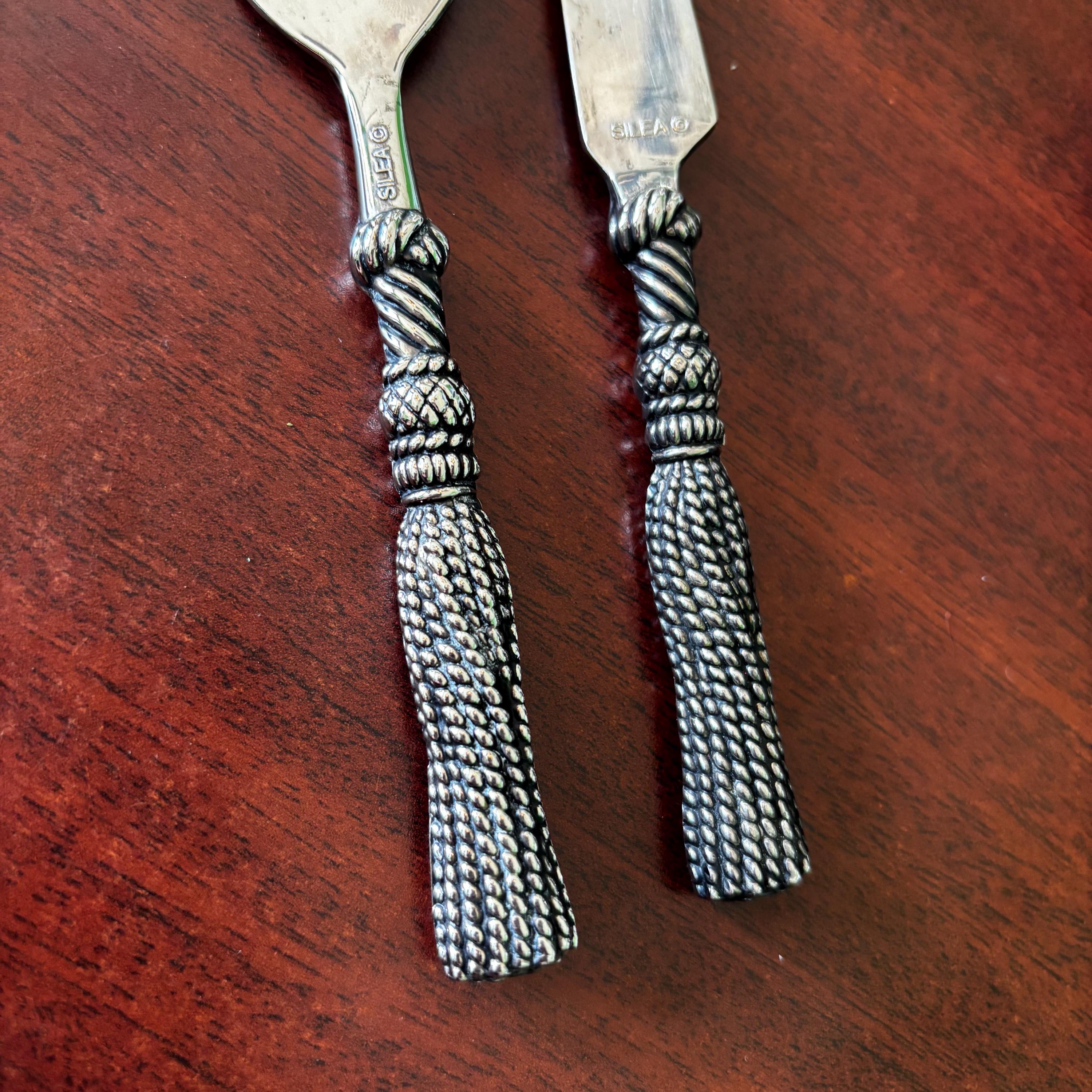 Vintage Silea Silver Plate Hors D'oeuvres Set: Tassel Handle