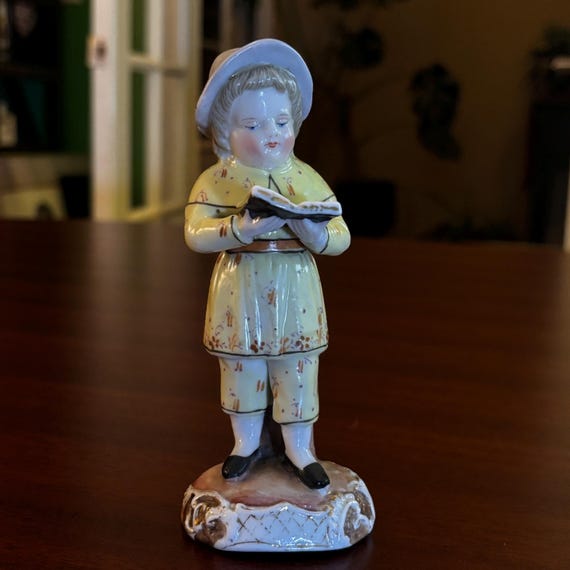 Antique German Bisque Porcelain Figurine‎ Girl Bonnet 5005 Floral Dress Antique German Bisque Figurine – 5.5 main image 3