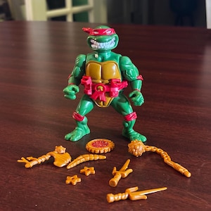 1990 TMNT Storage Shell Raphael | Pristine Condition w/ All Original Accessories | Vintage Playmates Action Figure