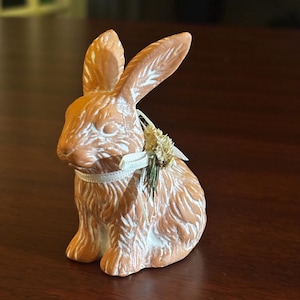 Russ Berrie Porcelain Bunny Figurine – Floral Bow – Vintage Spring & Easter Decor
