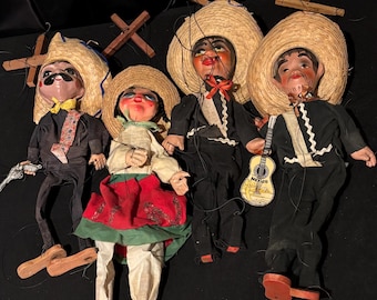 Vintage Mexican Marionette Doll (Buyer's Choice) – Approx. 14" Tall (Handmade Folk Art)