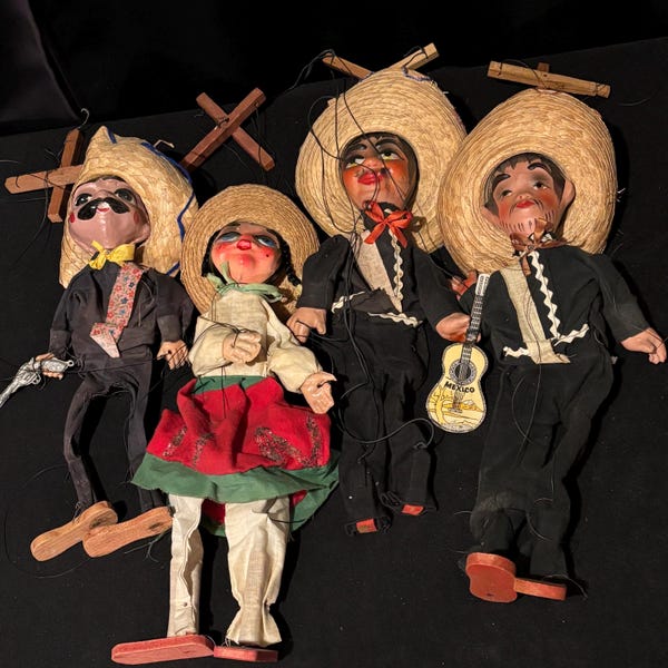 Vintage Mexican Marionette Doll (Buyer's Choice) – Approx. 14" Tall (Handmade Folk Art)