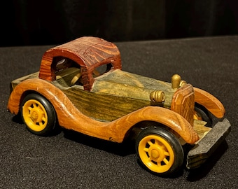 Vintage Woodcraft Toy Car – Handcrafted Wooden Collectible – 7"