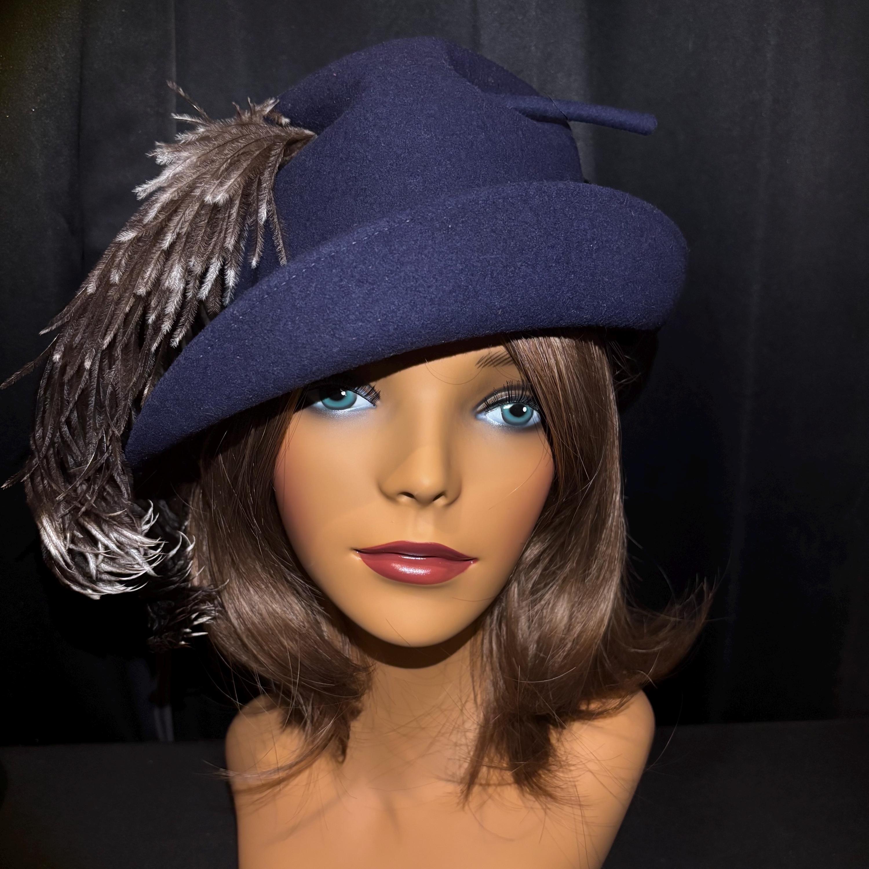 Vintage Felted Bubble Ostrich Hat Womens Hat Box 50s 60s Hat Felt Ostrich Hat - Etsy main image 4